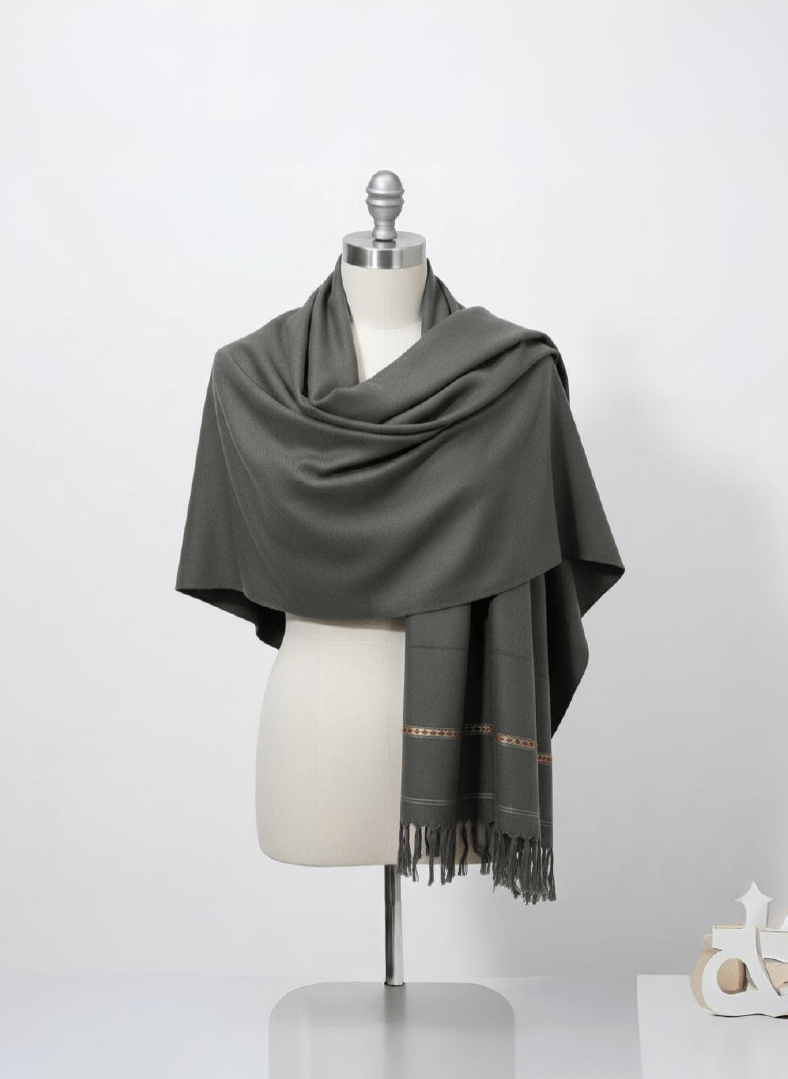 Dark Grey Fine Line Detail 100% Acrylic Men Shawl