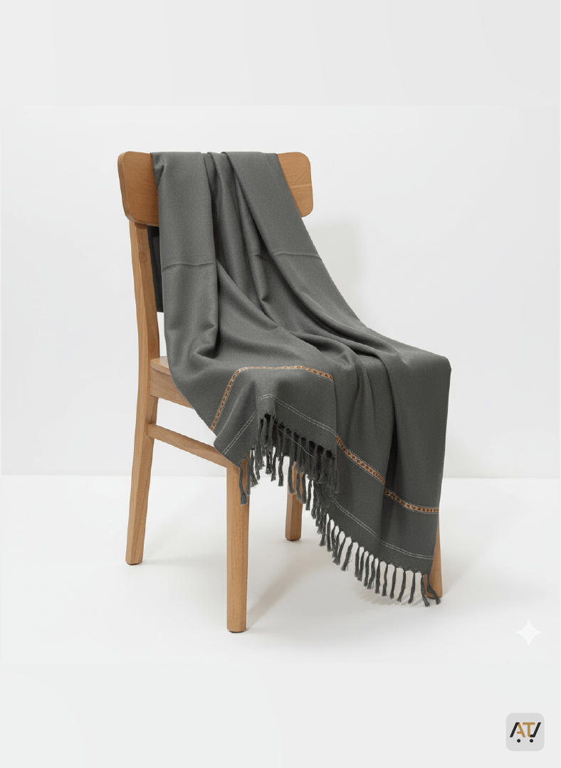 Dark Grey Fine Line Detail 100% Acrylic Men Shawl