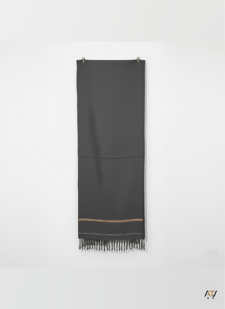 Dark Grey Fine Line Detail 100% Acrylic Men Shawl