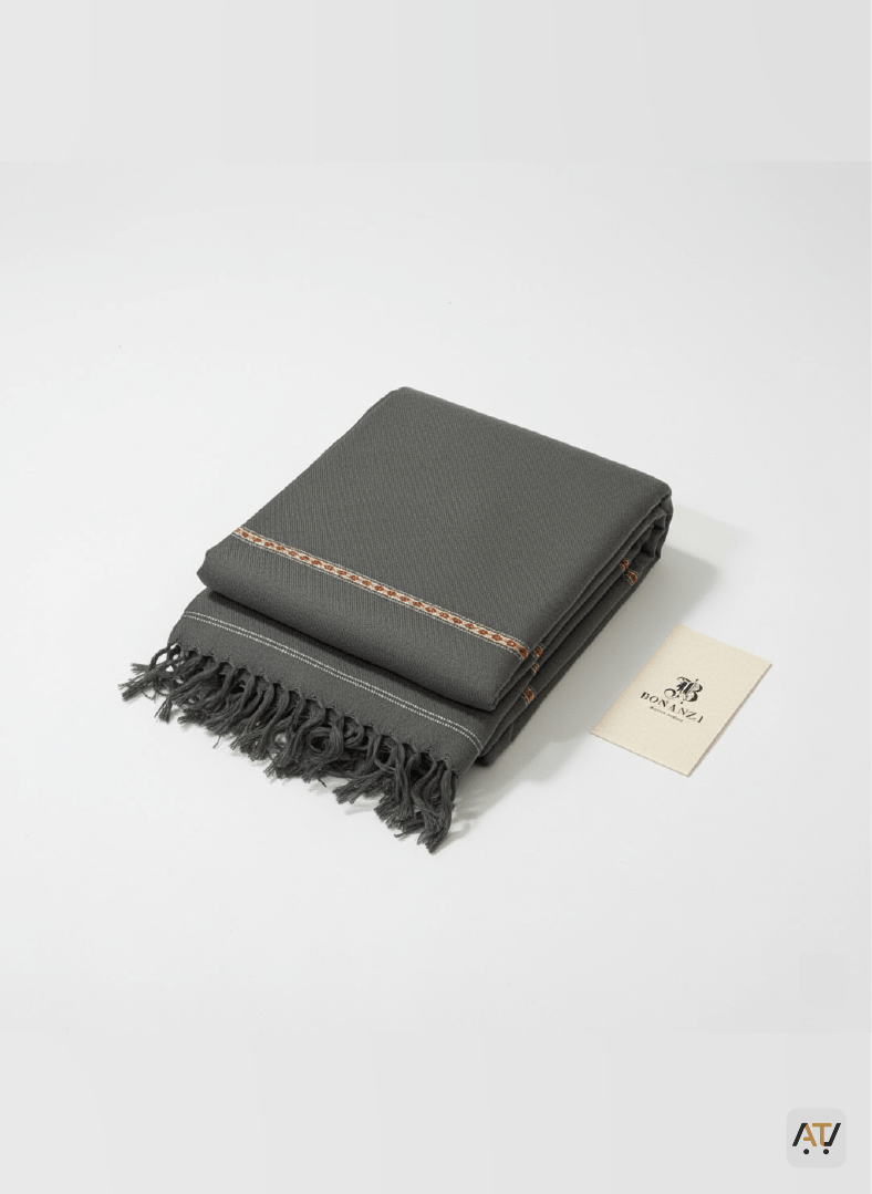 Dark Grey Fine Line Detail 100% Acrylic Men Shawl