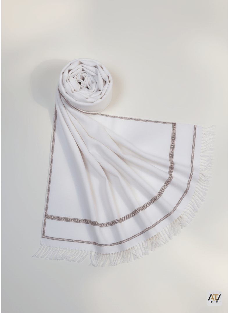 Off-White Solid 100% Acrylic Men Shawl