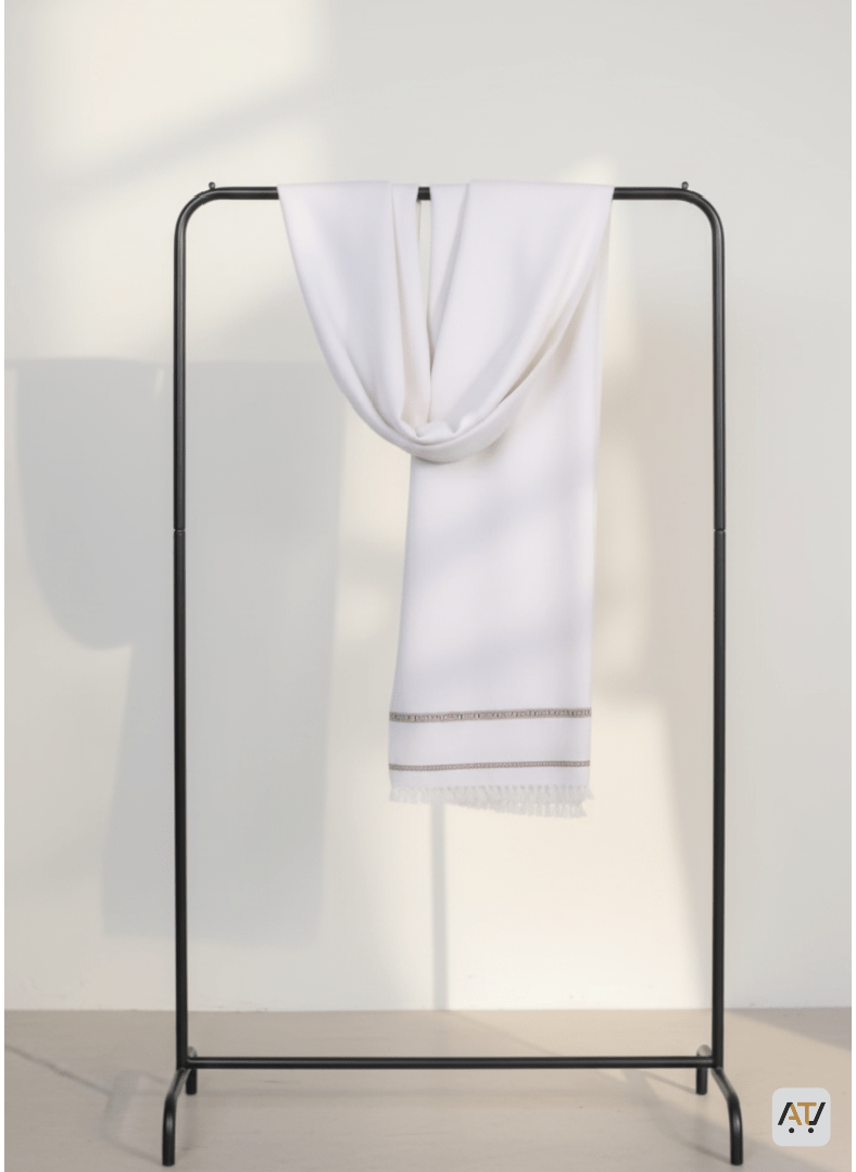 Off-White Solid 100% Acrylic Men Shawl