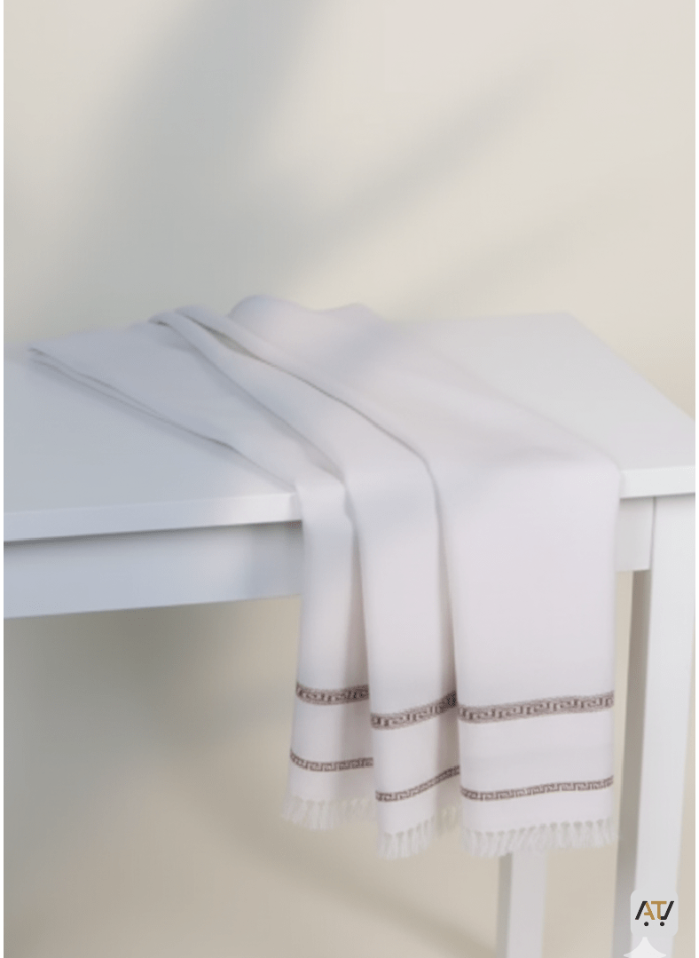 Off-White Solid 100% Acrylic Men Shawl