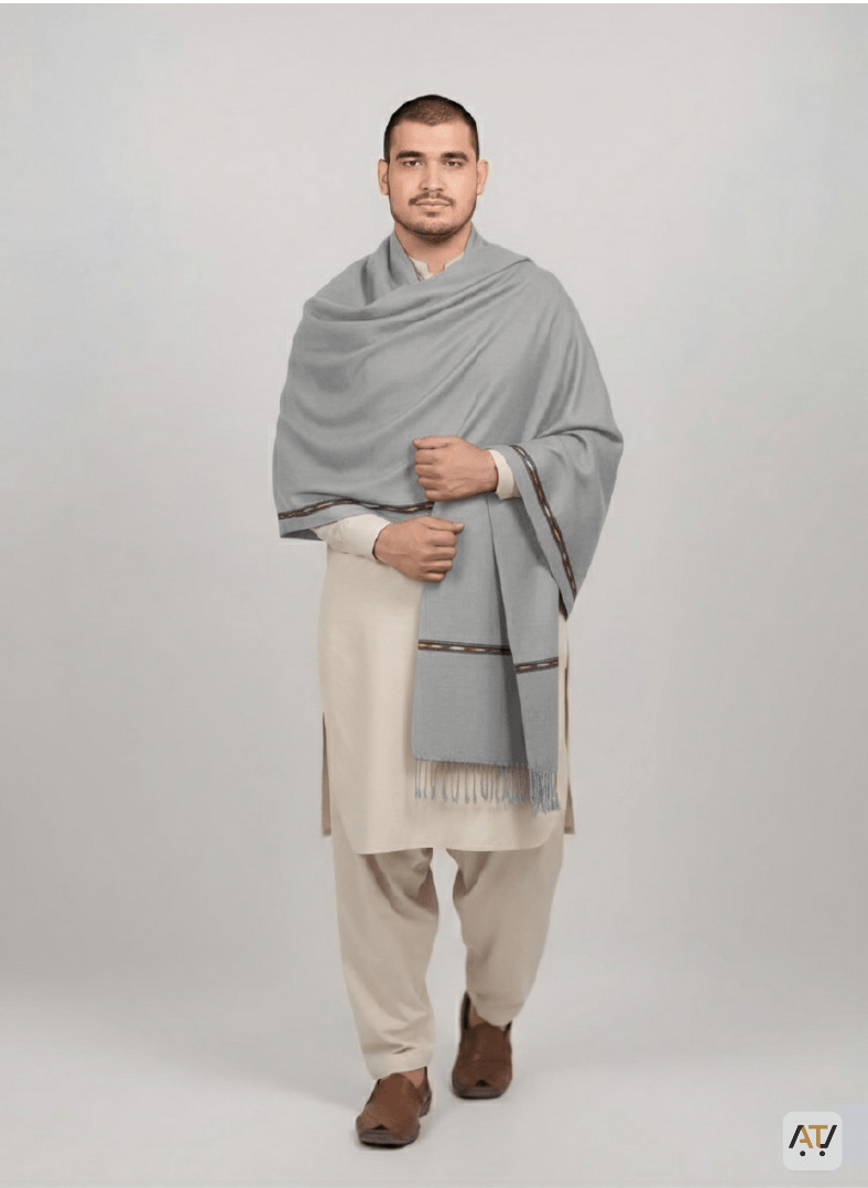 Grey Plain 100% Acrylic Men Shawl