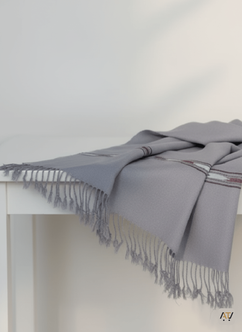 Grey Plain 100% Acrylic Men Shawl