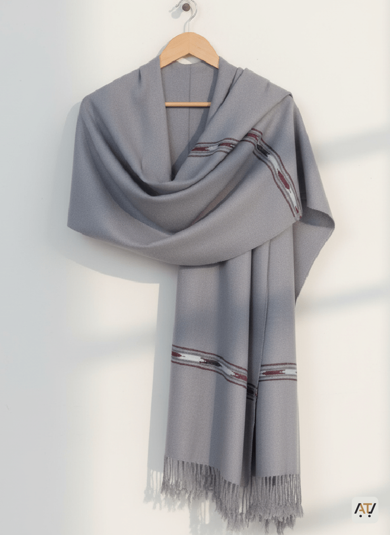 Grey Plain 100% Acrylic Men Shawl