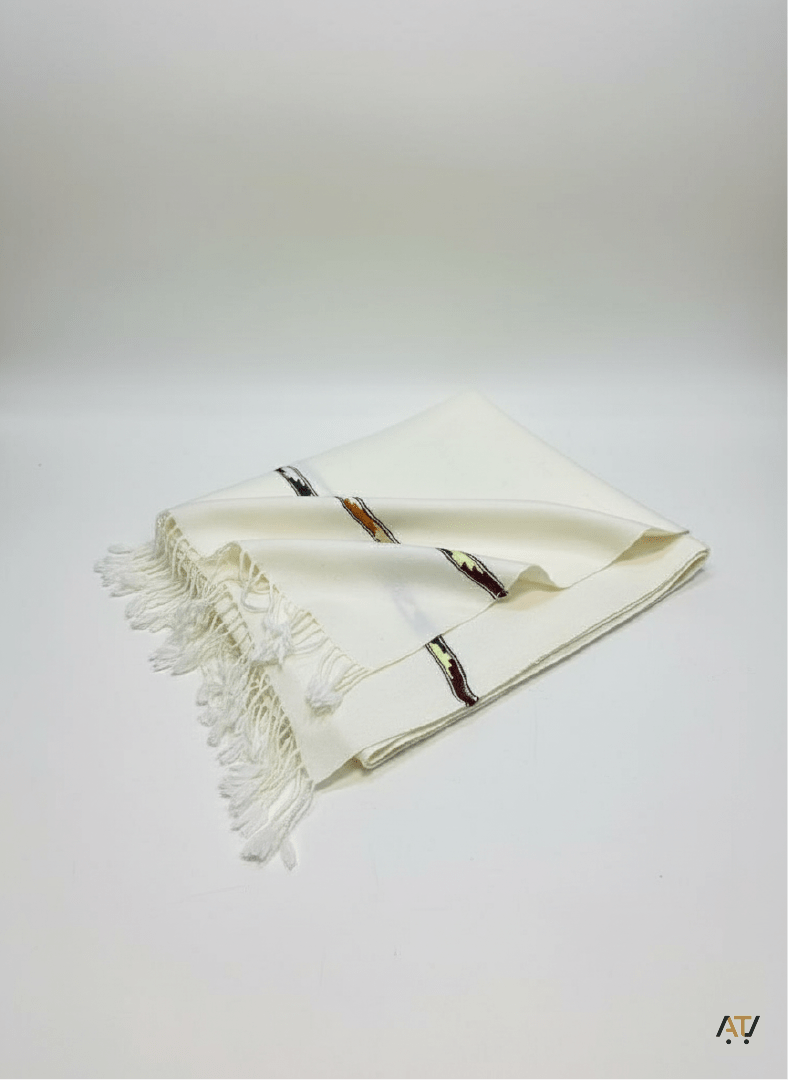Off White Plain 100% Wool Men Shawl