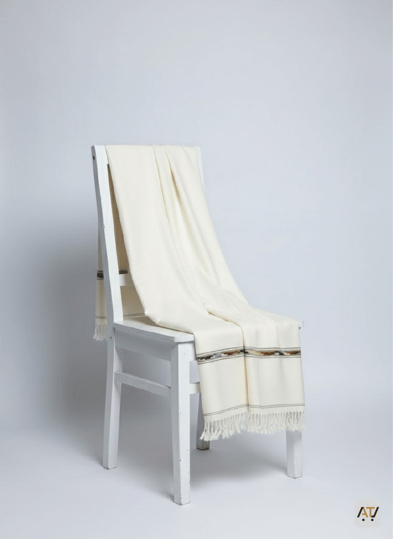 Off White Plain 100% Wool Men Shawl