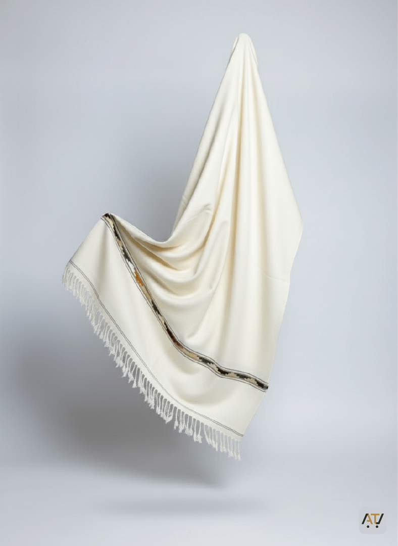 Off White Plain 100% Wool Men Shawl
