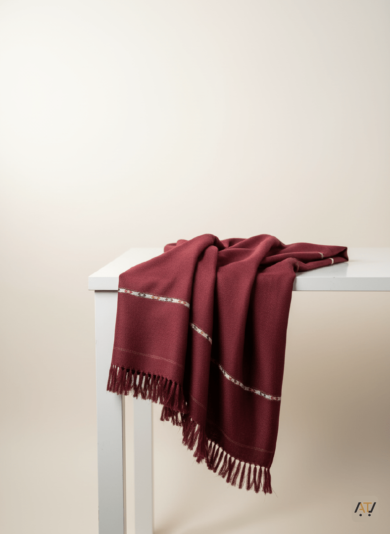 Maroon Plain 100% Acrylic Men Shawl