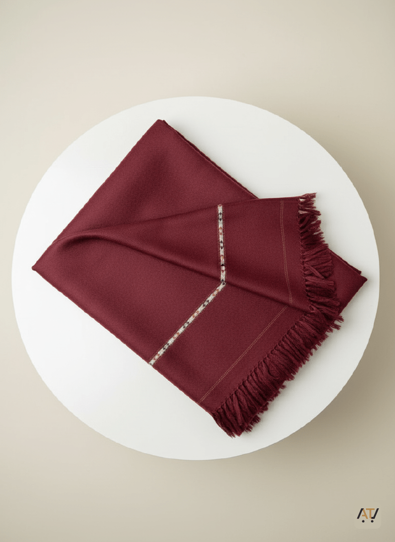 Maroon Plain 100% Acrylic Men Shawl