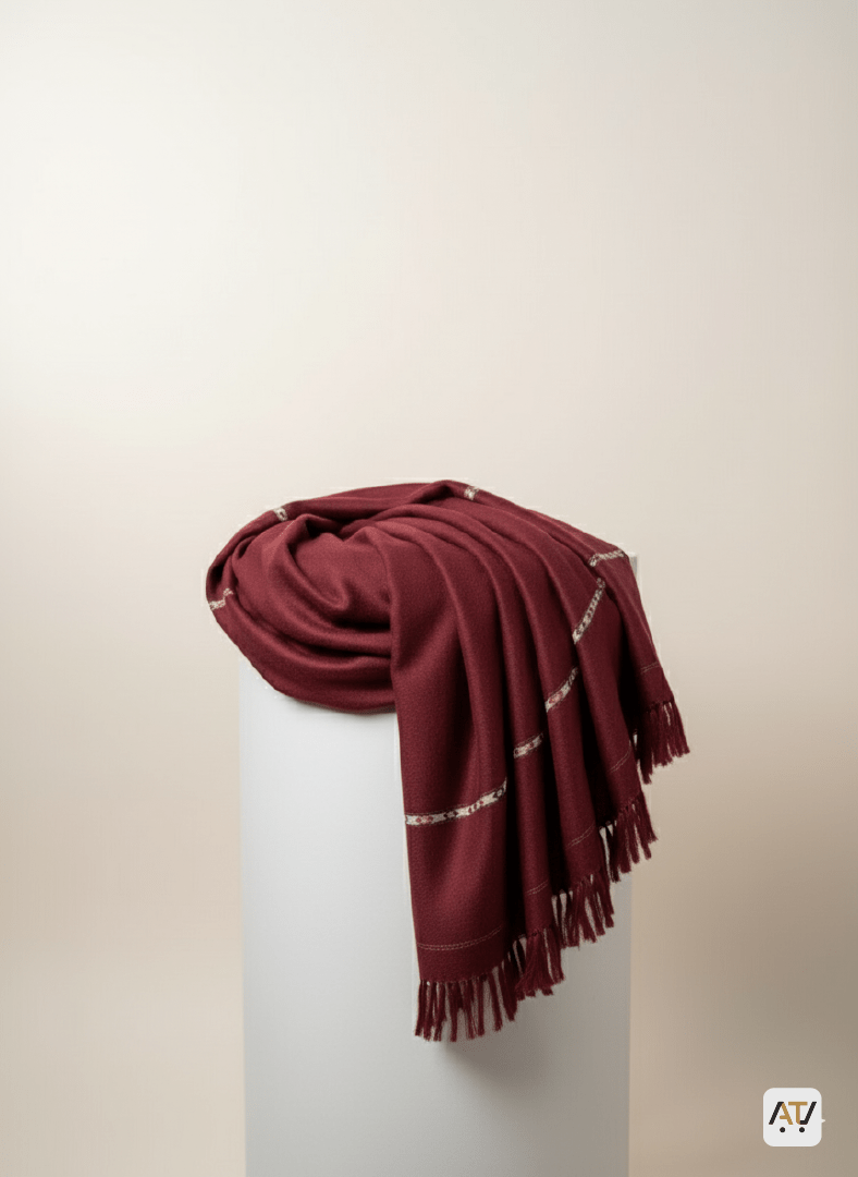 Maroon Plain 100% Acrylic Men Shawl