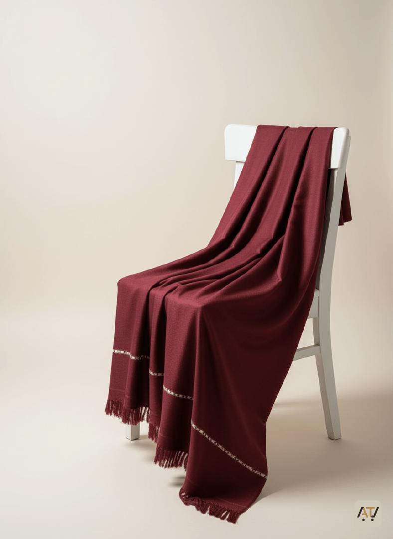 Maroon Plain 100% Acrylic Men Shawl