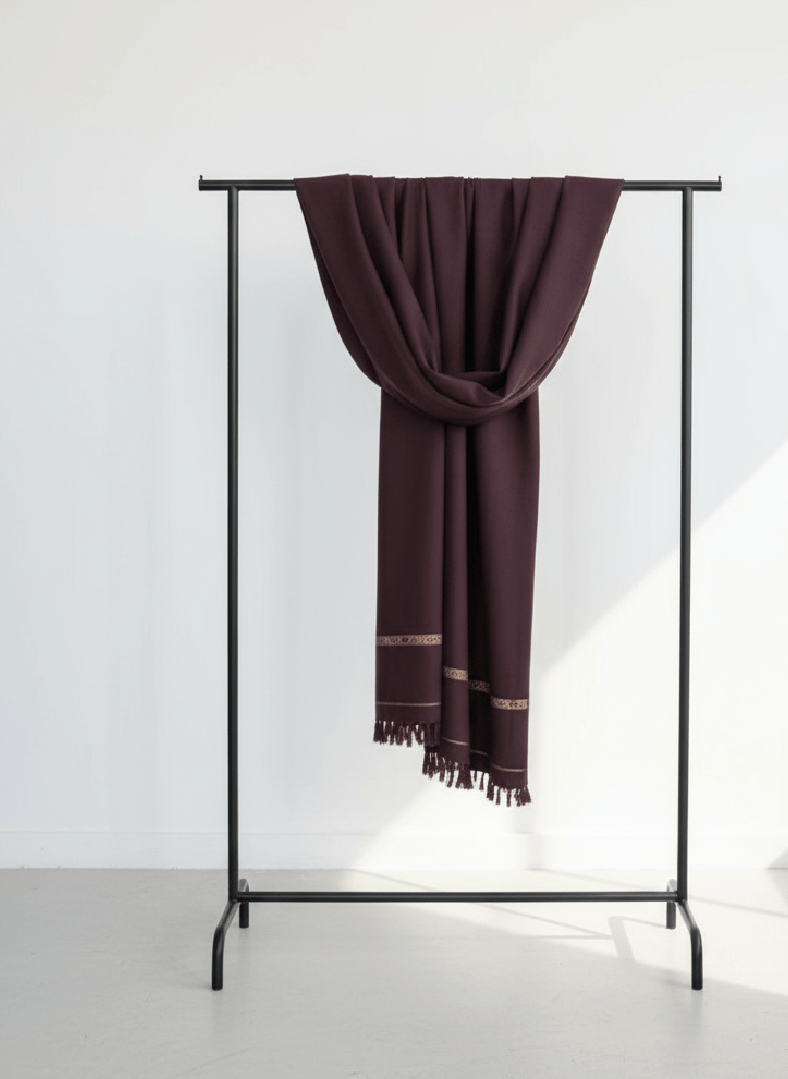 Deep Maroon Patterned Border 100% Acrylic Men Shawl