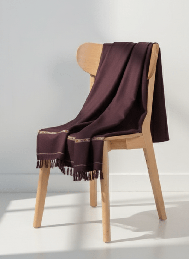 Deep Maroon Patterned Border 100% Acrylic Men Shawl