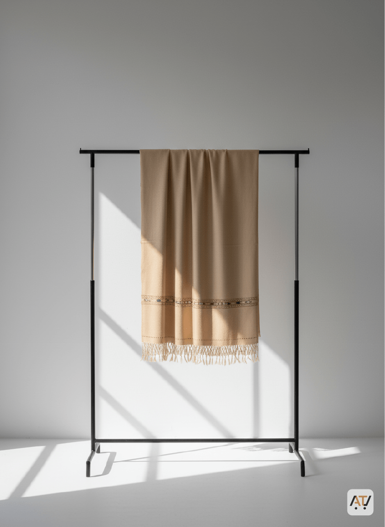 Camel Geometric Border 100% Acrylic Men Shawl