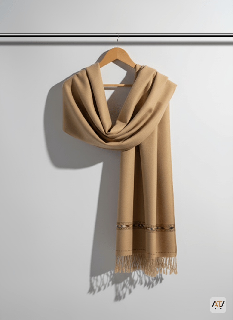Camel Geometric Border 100% Acrylic Men Shawl