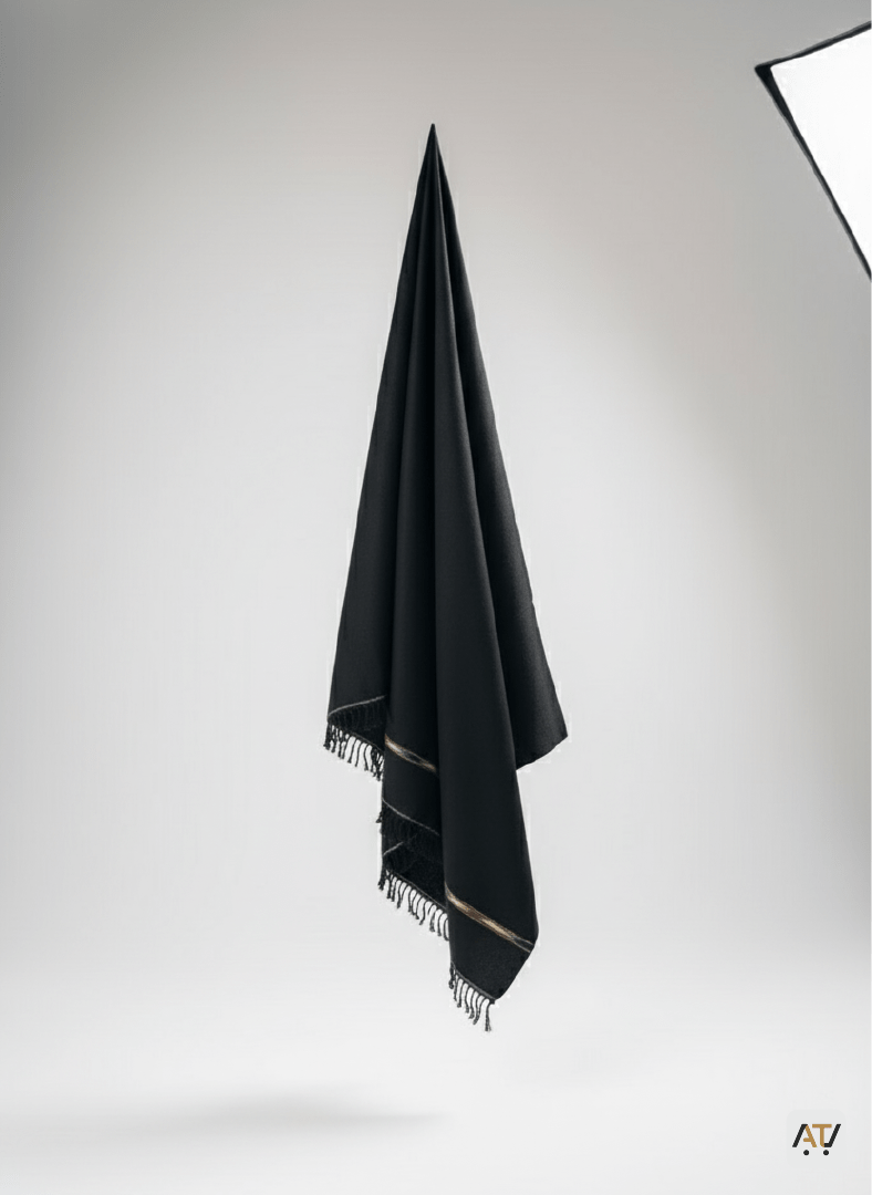 Black 100% Wool Blend Men Shawl