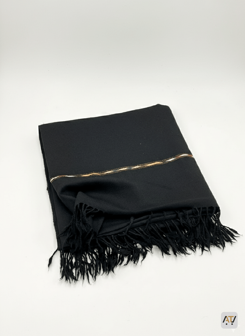 Black 100% Wool Blend Men Shawl