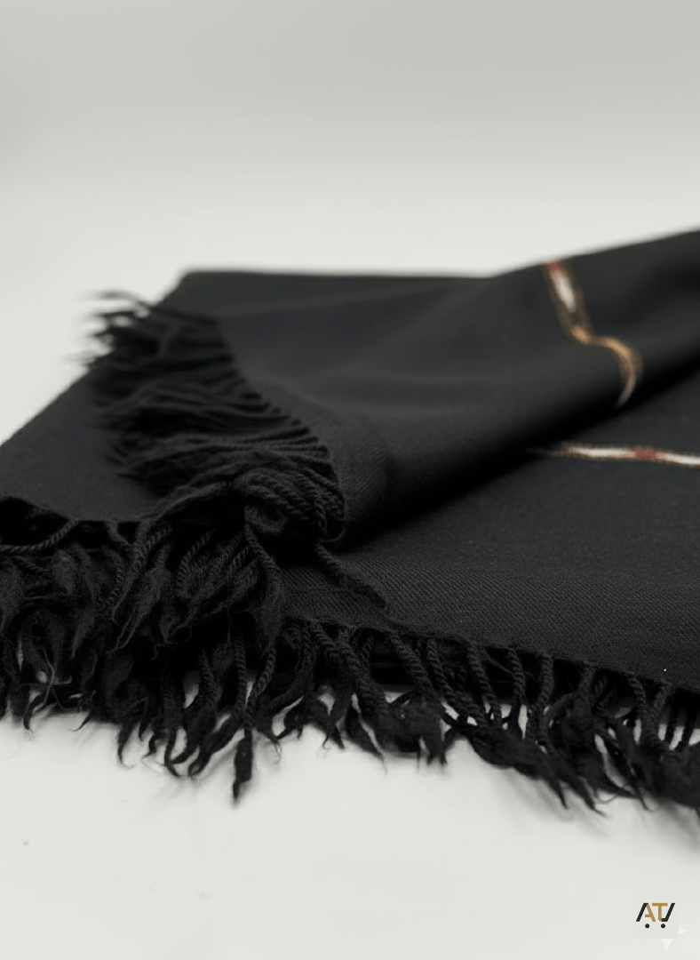 Black 100% Wool Blend Men Shawl